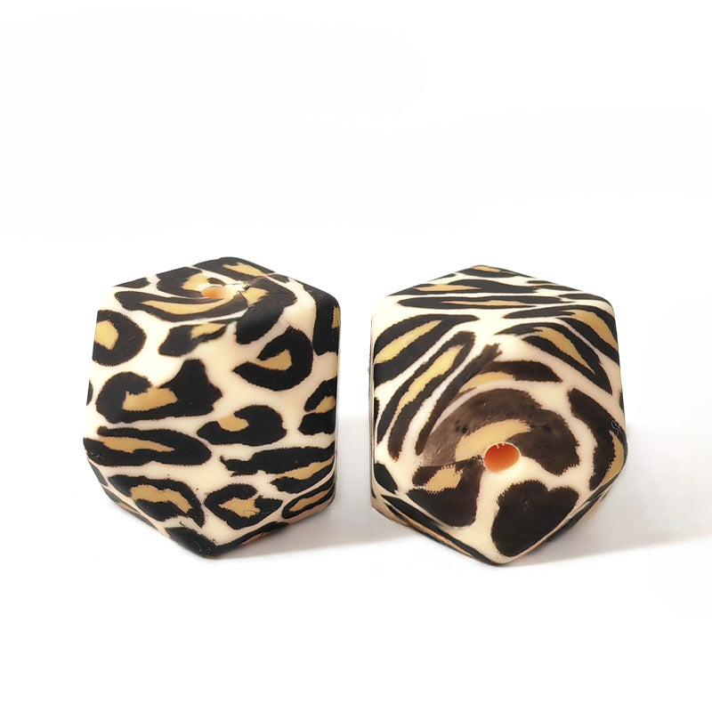 Wholesale 10PCS Silicone Hexagonal Watermark Octagonal Round Beads